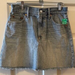NWT GAP Light Blue Denim Mini Skirt with Rhinestone Details